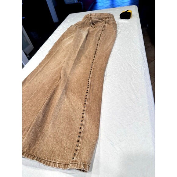 Lauren Jeans Ralph Lauren Women's Size12 Tan‎ w/ Metallic Accents side leg  VGE - Picture 11 of 16